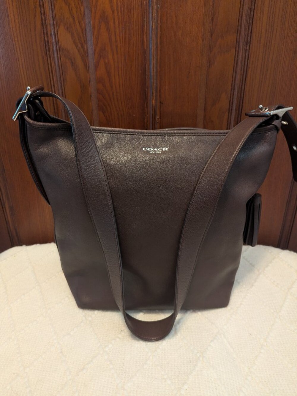 Coach Vintage Legacy Duffle Shoulder Bag 19889 Dark Brown Leather